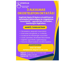 KÉPERNYŐ KLUB - 3 alkalmas okostelefon oktatás!