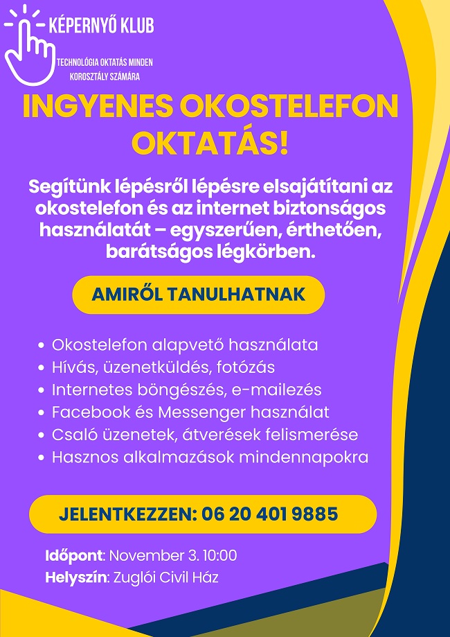 INGYENES OKOSTELEFON OKTATÁS!